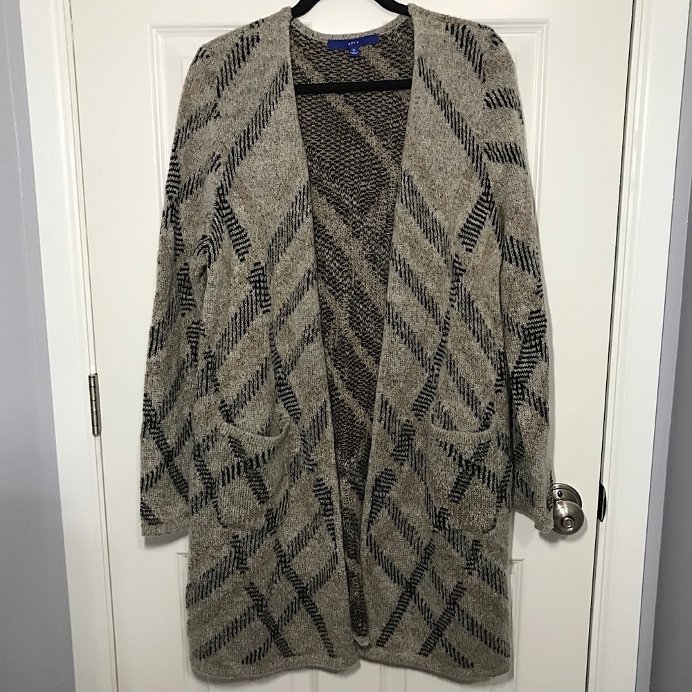 Tan Plaid Long Cardigan